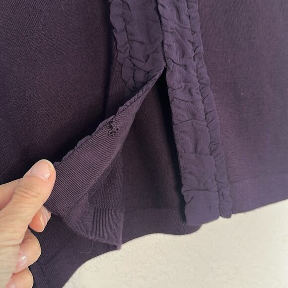Banana Republic Extra Fine Italian Merino Wool Plum Cardigan Sweater Small Flaw - Picture 3 of 7